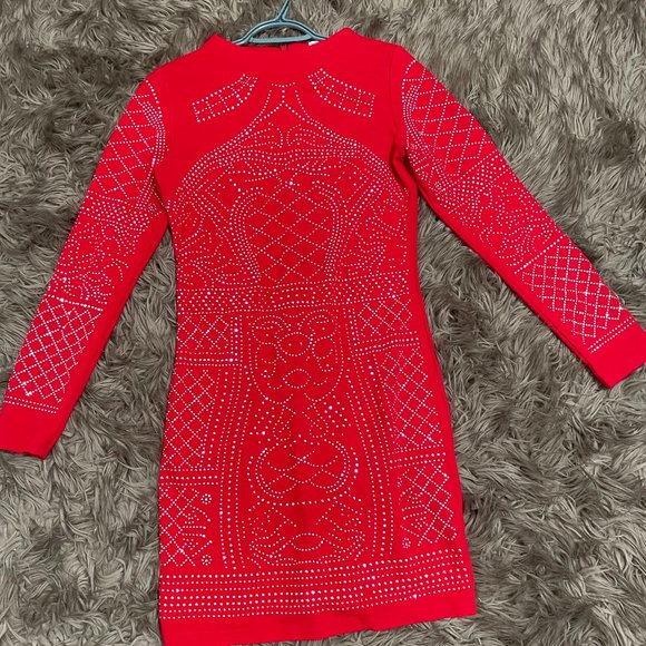 Red rhinestone mini dress - Picture 1 of 2